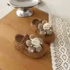 Sandálias Birkenstock femininas estilo princesa doce floral retrô, novos sapatos casuais versáteis de couro estilo coreano para primavera/outono de 2026
