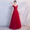 Vestido de Casamento Longo Vermelho Vinho Ombro a Ombro para Noivas, Novo Estilo 2026, Vestido de Maternidade de Cintura Alta com Manga Curta para Banquetes
