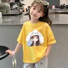 Camiseta de Manga Curta para Meninas 2026 Nova Roupa de Verão para Crianças Algodão Puro Manga Meia Manga Roupa para Meninas Roupas de Verão para Crianças Maiores Top t