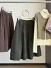 Falda midi retro de pana para mujer, nueva colección de otoño, de cintura alta, adelgazante, estilo coreano, falda casual simple y versátil de línea A