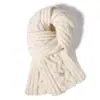 Cachecol de Tricô Torcido para Mulheres Inverno Lã Misturada Espessado Quente Moda Redutor de Idade Xale Grosso de Lã