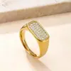 Anel de Luz Novo de Aço Inoxidável Estilo Corte de Luxo Anel de Concha Branca Fundida Anel Retangular para Dedo Anelar Feminino Acessórios