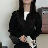 Suéter Gris con Cuello para Mujer, Top Tejido, Nuevo Estilo Otoño e Invierno 2026, Camiseta Básica Polo Estilo Perezoso, Top Estilo Coreano