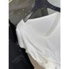 Yuran 26 Novo Estilo Primavera Cedo Amigo da Pele Lã Tencel Cintura Plissada Ajustável Corte Tridimensional Ombro Normal Manga Curta Camisa
