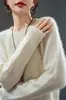Suéter de Punto Fleece con Cuello Redondo de Cachemira para Mujer, Estilo Otoño e Invierno, Lana Merino Australiana, Suéter Holgado y Suave