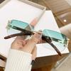Nuevas Gafas de Sol Pequeñas Sin Marco Incrustadas de Diamantes para Hombre y Mujer Gafas Planas Moda Personalizadas de Gama Alta Gafas de Celebridades de Internet