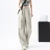 Pantalones Cargo con Cordones Estilo Americano para Mujer 2026 Nuevo Otoño Cintura Alta Adelgazantes Pierna Recta Delgados Casual Blancos Deportivos para Mujer