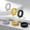 Tendência Ins Influenciador Europeu e Americano Anel de Aço Inoxidável Banhado a Ouro 18K com Design de Grade, Anel Rotativo Anti-Estresse Venda por Atacado