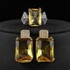 Sheim fuente diseño geométrico clásico traje de joyería anillo pendientes dos piezas para mujer alta calidad r7345-e7966