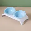 Tigela Cerâmica para Gatos com Design de Flores, Tigela Dupla Inclinada para Animais de Estimação, Elevada para Proteger a Coluna Cervical, Tigela Anti-Derramamento para Água e Comida para Gatos e Cachorros