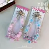 Cadena de teléfono de cuentas esmeriladas, fresca y colorida, con dijes de flor y cristal, un delicado cordón para la muñeca, un pequeño regalo