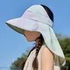 Sombrero de Pescador Grande con Protección UV para Niños, Sombrero de Sol de Color Degradado de Verano para Niños y Niñas, Gorro de Chal para Bebé con Parte Superior Abierta