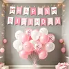 Set de globos de cumpleaños para niña con lazo rosa, pancarta de primer cumpleaños, decoraciones de fondo para fiesta