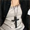 Collar Colgante de Cruz Incrustada de Diamantes Retro Europeo y Americano, Elegante, Moderno, Cadena de Clavícula Versátil, Joyería de Gama Alta de Nicho para Mujer
