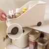 Caja de Almacenamiento con Ruedas, Organizador de Ollas de Cocina, Estante para Tapas de Ollas y Especias en Encimera, Caja de Almacenamiento para Gabinete