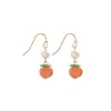 Aretes de Perla de Agua Dulce Ágata Roja Durazno Elegantes Aretes de Celebridad de Internet Diseño de Nicho Lindo Estilo Coreano Collar para Novia