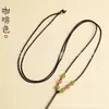 Colar com cordão fino e requintado, pingente pequeno, cordão ajustável, trançado à mão, pingente de jade Hetian, ágata, jade, cordão para pendurar, atacado
