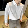Nova Camisa Masculina de Linho Fina para o Verão, Estilo Commuting Business Casual, Manga Longa com Colarinho de Uma Peça, Estilo Old Money
