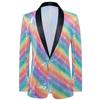 Traje de Blazer de Lentejuelas Coloridas Formal Delgado para Hombre, Presentador de Escenario Singer, Estilo Delgado