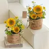 Día del MaestroBolso Vintage de Piel de Vaca Ramo de Girasoles Bolso Impermeable Suministros Florales DIY Al Por Mayor