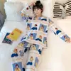 Pijama para Mujer Primavera y Otoño Estilo Coreano 2025 Manga Larga Lindo Traje de Dibujos Animados de Estudiante Suelto Traje de Ropa para el Hogar Otoño e Invierno