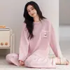 Pijama Nuevo para Mujer 2026 para Otoño e Invierno, Algodón Puro, Manga Larga, Talla Grande, Rayado, Casual, Holgado, Adecuado para Usar al Aire Libre, Conjunto de Ropa para el Hogar