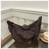 Bolsa Transversal Bordada Simples de Cor Sólida com Desenho de Losango Bolsa Dumpling Texturizada Grande Capacidade Bolsa de Ombro Feminina Preto Branco