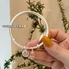 Pulsera de cobre blanco plateado simple herencia antigua Lucky Brand sólida de empujar y tirar brillante seguridad Ruyi regalo para novia