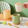 Taza de Porcelana Blanca Cerámica con Tapa, Taza de Agua Ins Estilo Nórdico, Taza de Té para el Hogar, Taza de Bebida de Gran Capacidad, Amazon