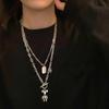 Collar de cadena larga para suéter de mujer, de doble capa, combinable con todo, de estilo chic y ligero, con diseño de nicho, de alta gama y estilo urbano.