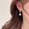 Pendientes de Camelia con Perla Francesa y Aguja de Plata S925 Lujo Ligero Sentido de Alta Gama Pendientes Retro de Verano Nicho Estilo Chanel para Mujer