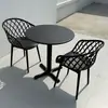 Conjunto de Mesa y Sillas Moderno para Exterior para Área de Ocio en Balcón, Mesa Redonda de Acero al Carbono para Patio al Aire Libre, Muebles de Plástico para Uso en Exterior de Tienda de Té de Leche