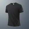 2026 Nova Moda de Verão Masculina Manga Curta Gola Redonda Camiseta de Seda Gelada Masculina Esportiva Casual Top para Corrida