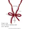 Moda europea y americana temperamento de nicho colgante explosivo cuentas de acero inoxidable hecho a mano cristal tallado rojo collar de lazo