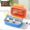 Caixa de Almoço Leve de Aço Inoxidável Transfronteiriça da Amazon Caixa de Almoço Compartimentada com Garfo e Colher Caixa de Almoço Conveniente para Micro-ondas