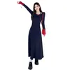 Vestido de Punto Grueso con Forro de Terciopelo Estilo Coreano Tallas Grandes para Mujer Otoño Invierno Chicas Gorditas Temperamento Dulce Femenino Falda Larga de Dos Piezas Falsas