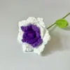Flores de Hilo de Rosa Puntiaguda Degradada Tejidas a Crochet Puramente Hechas a Mano, Regalos de Celebración, Recuerdos, Productos Terminados de Flor de Rosa Tejida