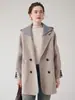 26 Nuevo Abrigo de Lana de Doble Cara de Estilo Elegante de Lujo Otoño/Invierno para Mujer, de Longitud Media, con Capucha, Holgado, Chaqueta de Lana Cruzada