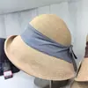 Sombrero de Playa de Verano Sombrilla y Sombrero Protector Solar Sombrero de Paja Retro Francés Sombrero de Pescador de Ala Grande con Lazo Sombrero Hepburn Estilo Japonés para Mujer