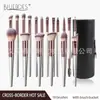 Cepillo de Maquillaje Popular Transfronterizo Personalizado Mango de Madera Logo Personalizado Pincel para Rubor Pincel para Sombra de Ojos Bolsa de Cosméticos Fábrica de Origen Venta al por Mayor