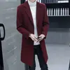 Gabardina para Hombre Larga Elegante por Encima de la Rodilla Moderna Estilo Británico Coreano Abrigo de Lana de Longitud Media Abrigo de Lana Otoño