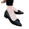 Nuevos Zapatos de Tacón Grueso con Boca Poco Profunda Versátiles para Mujer, Zapatos de Piel con Tacón Bajo y Punta Fina Primavera 2026, Zapatos de Piel Suave para Mujer para Madres, Adecuados para Primavera y Otoño