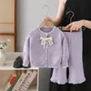 9 Conjunto de suéter, calça de tricô e agasalho infantil, nova coleção outono 2025, doce conjunto de duas peças para meninas