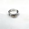 Plata tailandesa pequeño valiente sapo dorado diamante mortero anillo sutra del corazón hombres y mujeres suerte granada retro mantra de seis sílabas personalidad tendencia