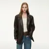 Otoño 2026 Nuevo Estilo Hong Kong Casual Retro Oversize Holgado Traje Chaqueta de Cuero PU Traje Fuente de Fábrica