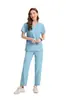 Conjunto de Uniforme Médico para Mujer - Top de Cuello en V y Pantalones de Pierna Recta, Uniforme de Trabajo Unisex, Uniforme Quirúrgico Ajustado, Pijama de Hospital, Varios Colores