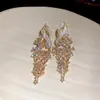 Pendientes Colgantes de Plata con Zirconia en Forma de Gota de Agua, Estilo Europeo y Americano Transfronterizo, Lujo Ligero, Gama Alta, Pendientes Exquisitos, Pendientes de Moda y Versátiles para Mujer