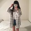 Nuevo Abrigo Delgado de Primavera y Otoño Cardigan a Cuadros Camisa de Estudiante Tendencia