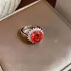 Anillo Abierto Redondo de Circonita Super Brillante, Lujo Ligero, Moda de Alta Gama, Diseño de Anillo Exquisito, Joyería Versátil de Nicho