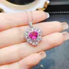 Venta al por mayor de fábrica Popular Colgante de Topacio Rosa Natural Plata S925 Incrustado Piedra Principal 8*8 Fábrica de Joyería Venta Directa
